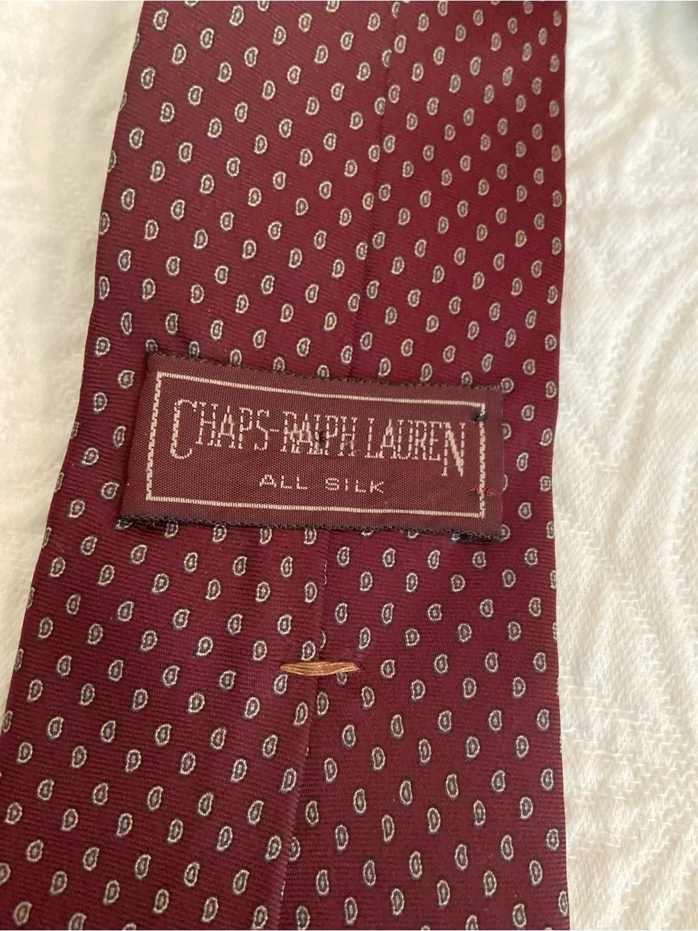 Vintage Chaps Ralph Lauren 100% Silk Burgundy Paisley Print Neck Tie Men’s Class